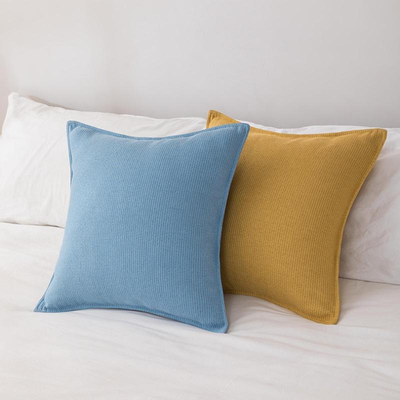 Orange Waffle Bed Flag Simple and Pure Color Bed Decoration Hotel Bedroom Dustproof Cloth Home Textile Bedding Bed Runner Matching Color Throw Pillow