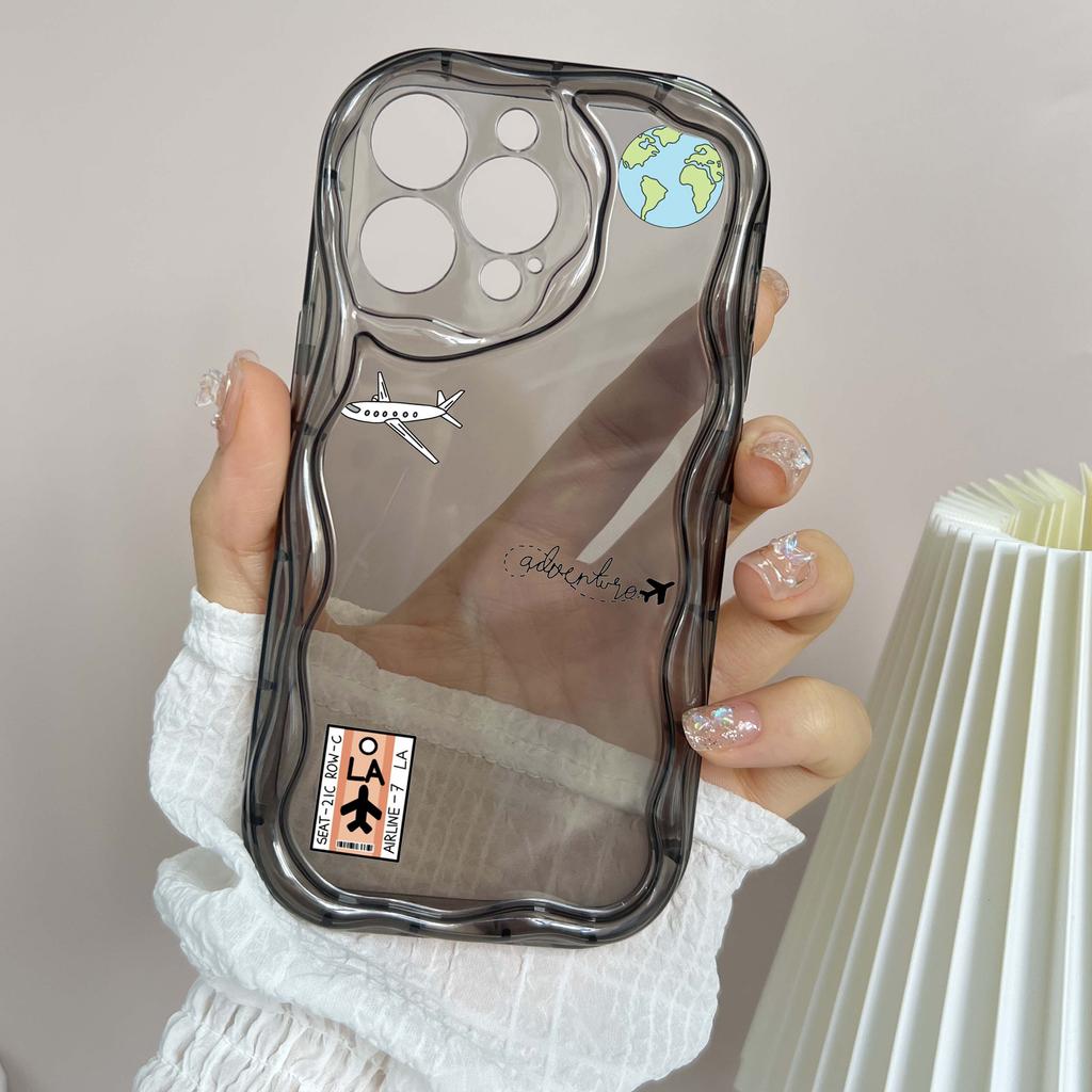 N68 Airplane flight trajectory art Soft Wavy Phone Cases for iPhone 14 Pro Max 13 mini 15 Plus XR 7 8 6 XS Max 12 11 Protective Bumper Cover