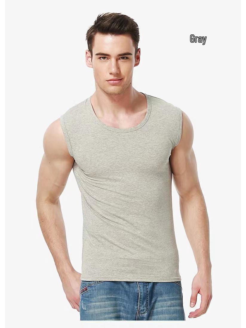 

Men s Breathable Wide Shoulder Tank Top - Black/White Sleeveless Sports Fitness Undershirt 3XL (80-95 kg)