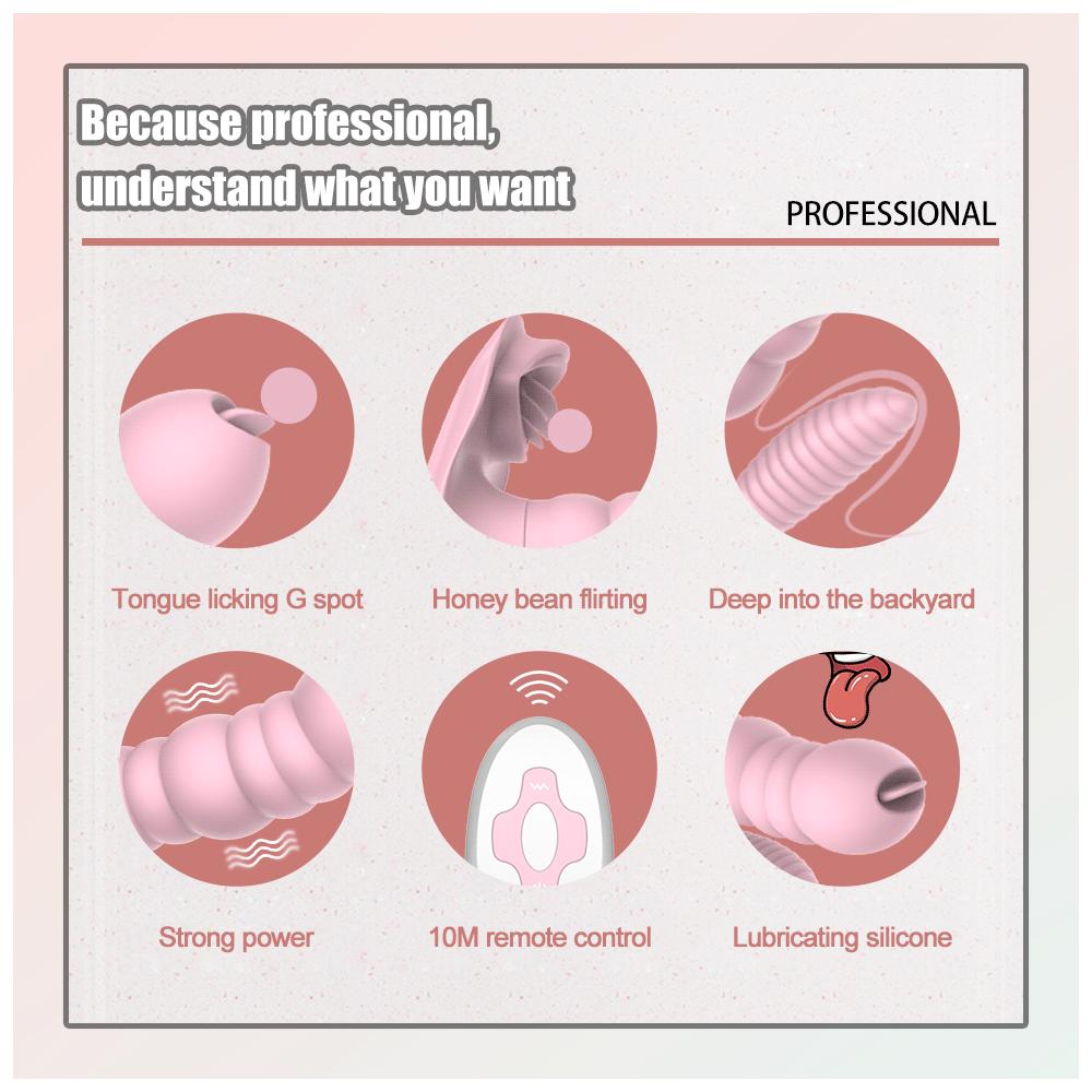 3 IN 1 Licking Sucking Vibrator Erotic 10 Mode Vibrating Anal Vagina Clitoris Stimulator Wearable Oral Tongue Sex Toys for Women