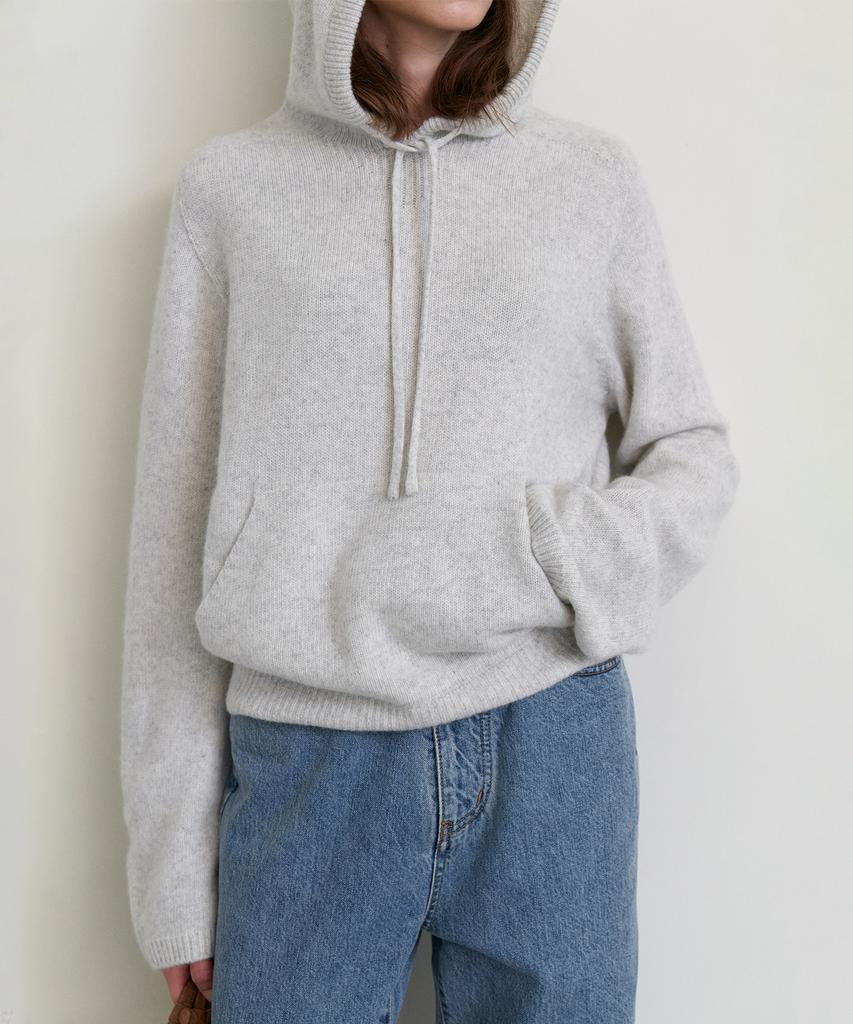 STEP AROUND Cashmere Wholegarment Hoody Pullover_Light Gray