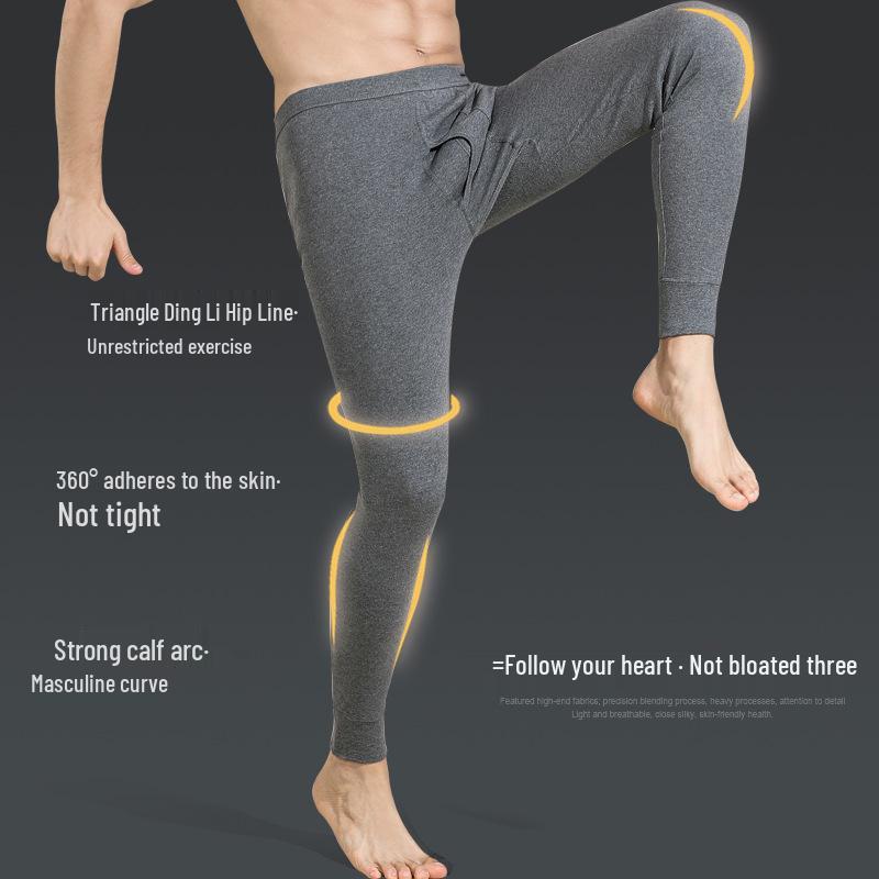2025 Autumn/Winter Men's Cotton Antibacterial Base Layer Trousers - Mid-Aged Plus Size Warm Pants