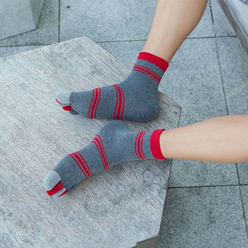 Breathable Middle Tube Striped Five Toe Cotton Crew Socks Toe Socks Male Hosiery Five Finger Socks