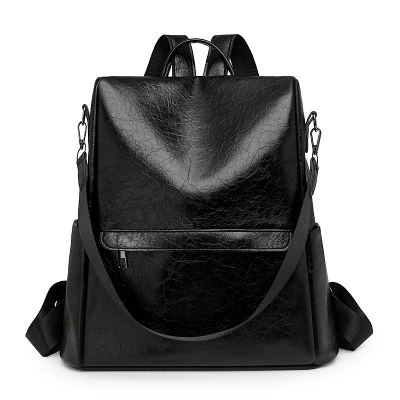 

Женский ретро рюкзак из мягкой кожи, многофункциональный рюкзак, школьная сумка чёрный