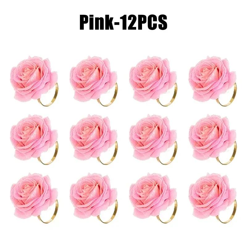 96PCS Rose Napkin Clasp, Pink Rose Red Rose Napkin Ring, Wedding, Valentine's Day Banquet, Party Christmas Birthday Decoration