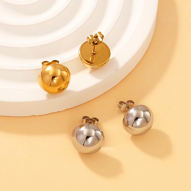 Elegant 18K Gold-Plated Stainless Steel Semi-Circular French Flower Earrings