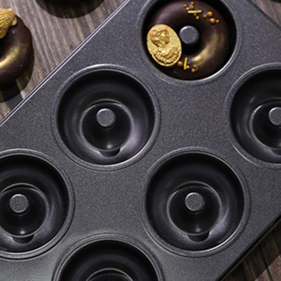 Donut Baking Pan 6-Count Carbon Steel Nonstick Donut Pan for Baking Easy Release Doughnut Molds Multifunctional Bakeware for Cakes Muffins Pies