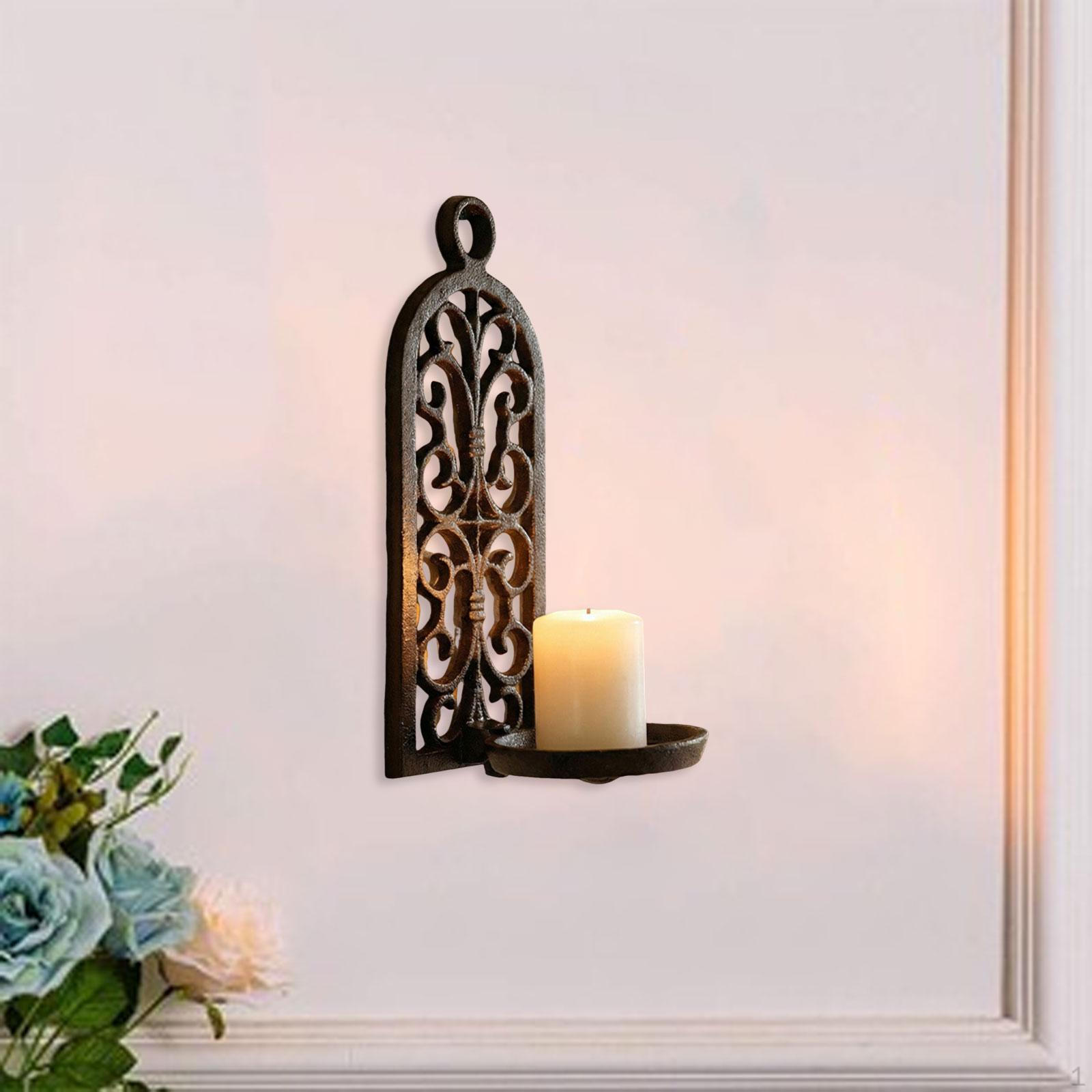 

Wall Mount Candle Holder Stand Gift Durability Hollow Design Ornament Decorative for Party