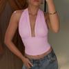 Fashion Ins Style 2025 Summer Fashion New Multi-Color Open Back Sling Stretch Fashion V-neck Halter Vest