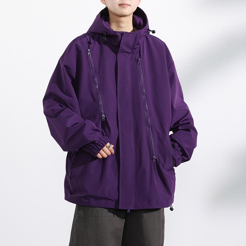 Teenagers Spring and Autumn Thin Jacket Men Casual Couple Loose Hooded Windbreaker Jacket Men Windbreaker Mountaineering Suit