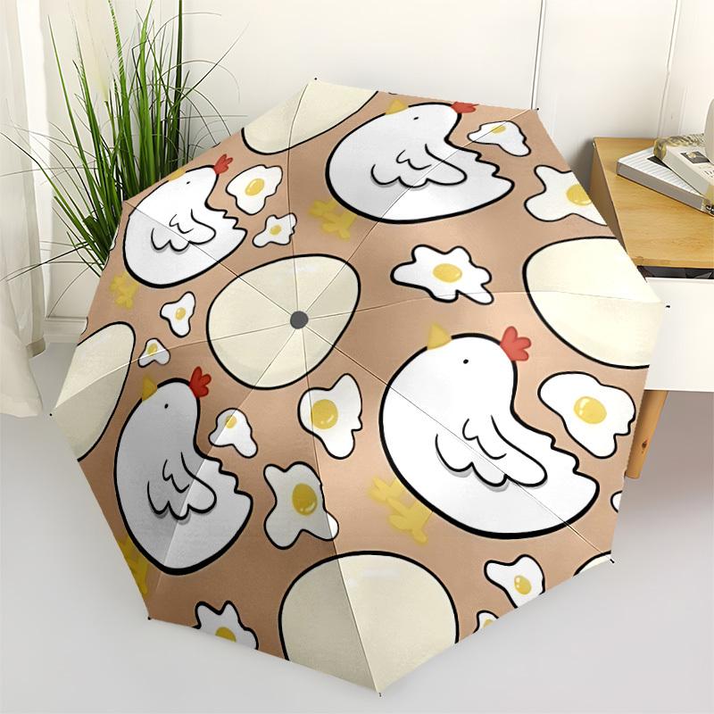 

1pc Egg Hen Automatic Opening/Closing Umbrella with Operation & Windproof Canopy - Folding Design, Holiday Gift yy260225167
