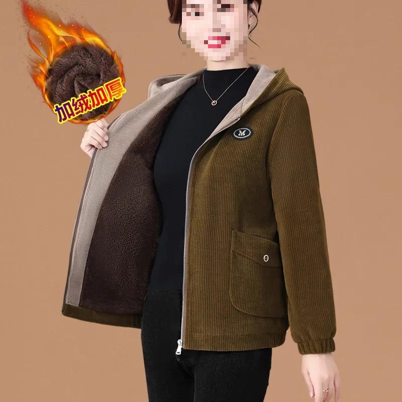Stylish Women's Winter Corduroy Jacket - 2024 New Cozy Coat for Middle-Aged and Elderly Mothers