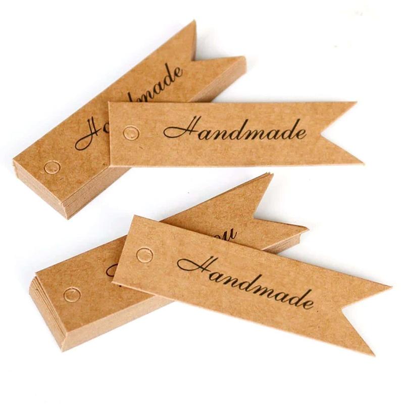 100PCS/Lot Handmade Hang Tag Gift Baking Universal Card Vintage Card Kraft Paper Swallowtail DIY Packaging Decoration TMZ