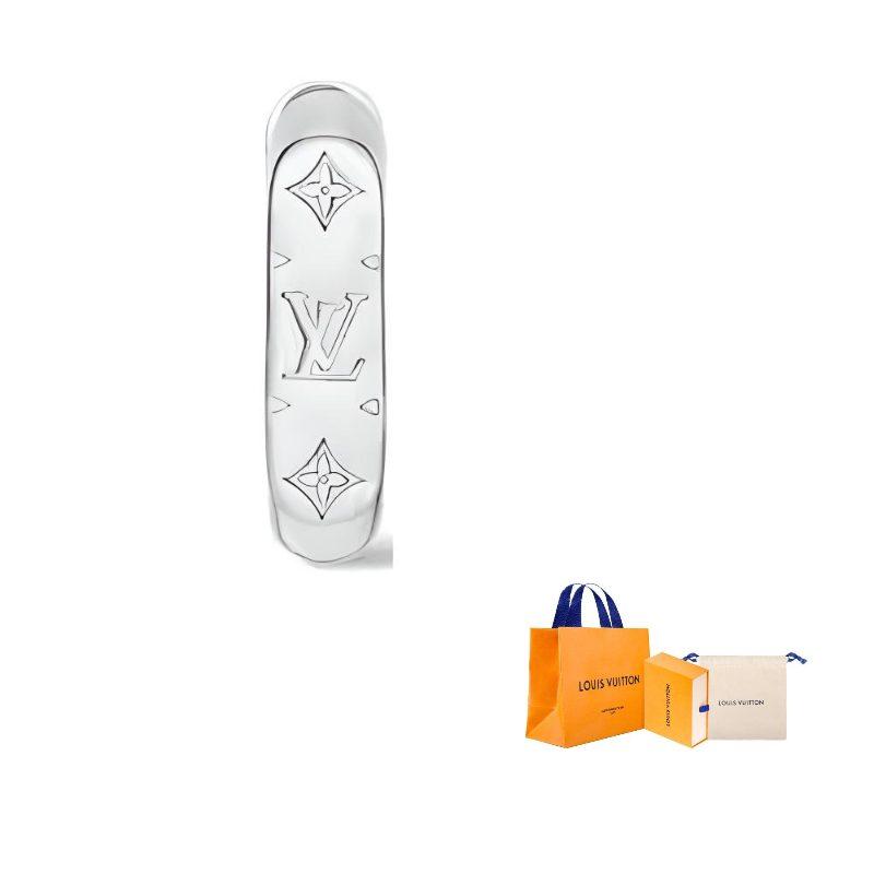 LOUIS VUITTON Monogram Chain Hoop Earring