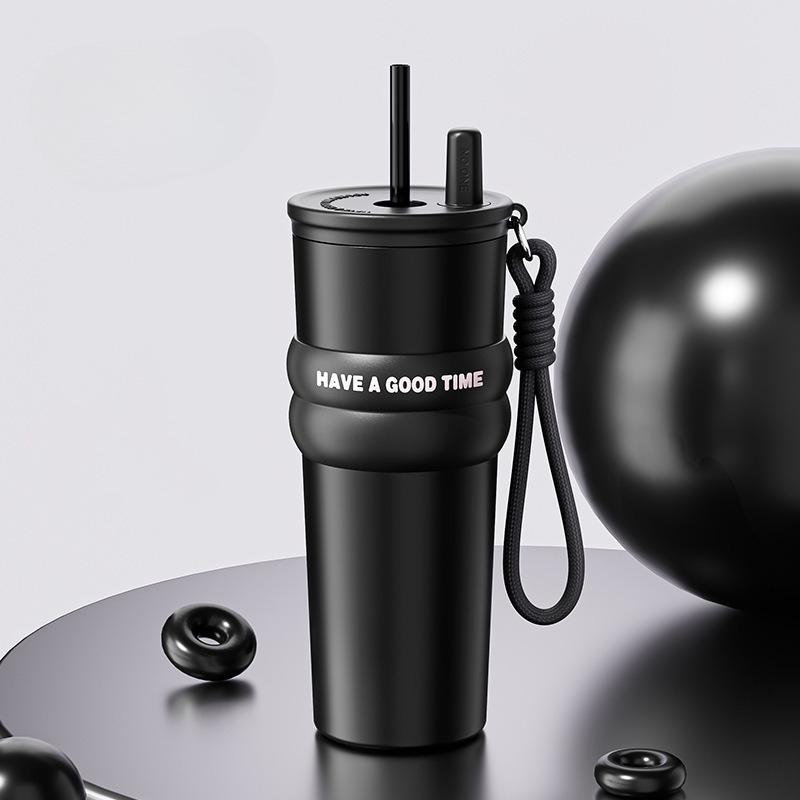 710ml Thermos Bottle Straw Cup 316 Stainless Steel Coffee Cup Cold and Hot Insulated Cup Tumbler Portable Car Vacuum Flask