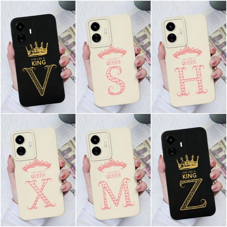 

Для Vivo Y77E Y74 Y75 Y81 Y70S Y53S Y56 Y72T Y90 Y91C Чехол Роскошный чехол с буквами Короны Жидкий силиконовый чехол для пар для Vivo Чехол для телефона Funda Coque Bumper