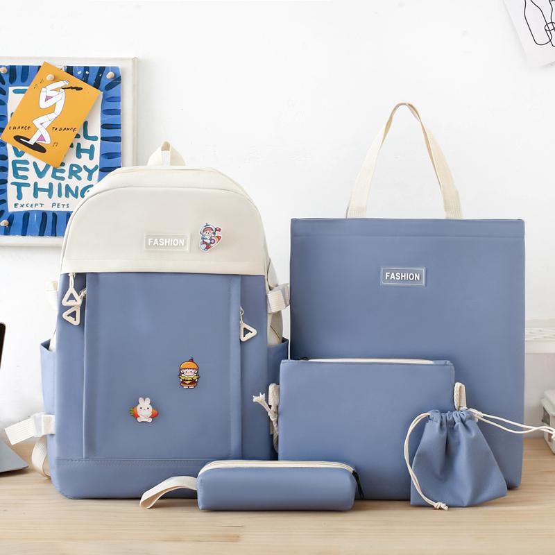 

Холщовый рюкзак для кампуса, женский рюкзак, набор цветных блоков, школьный рюкзак, многоцелевой рюкзак синий