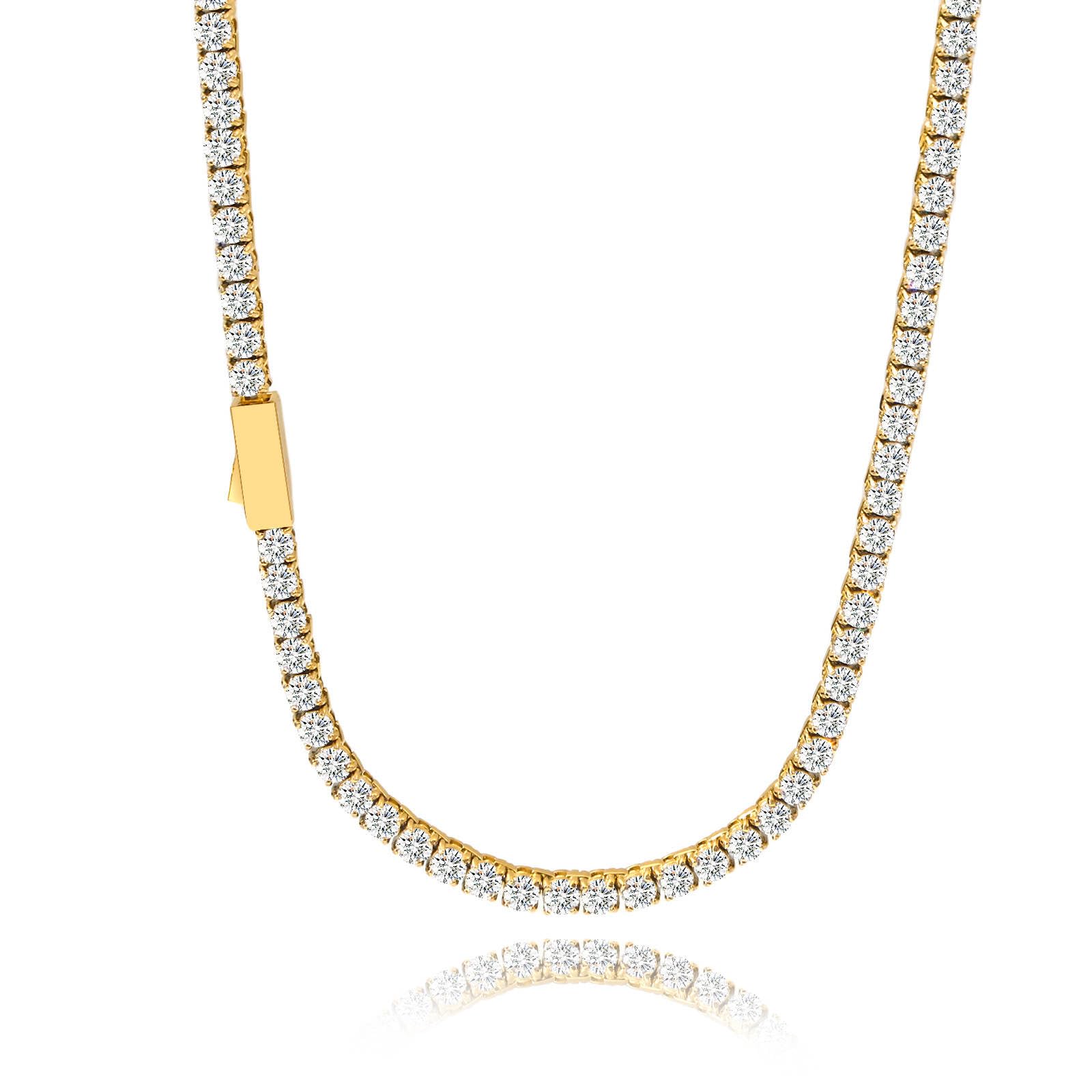 

Tennis Chain Tennis Chain Necklace Surgical Stainless Steel 316L Zirconia 5A Hip Hop Jewelry Gold 5mm [Lucliss]