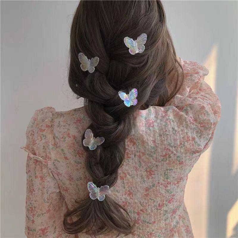 New Gradient Semi Transparent Butterfly Hair Clip Women Simple Fashion Sweet Duckbill Clip for Vacation Hair Accessories
