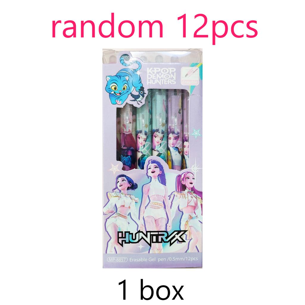 Cute High-Value  Press Erasable Pens Kpop Demon Hunters 0.5mm Gel Pens Creative Student School Stationery Supplies
