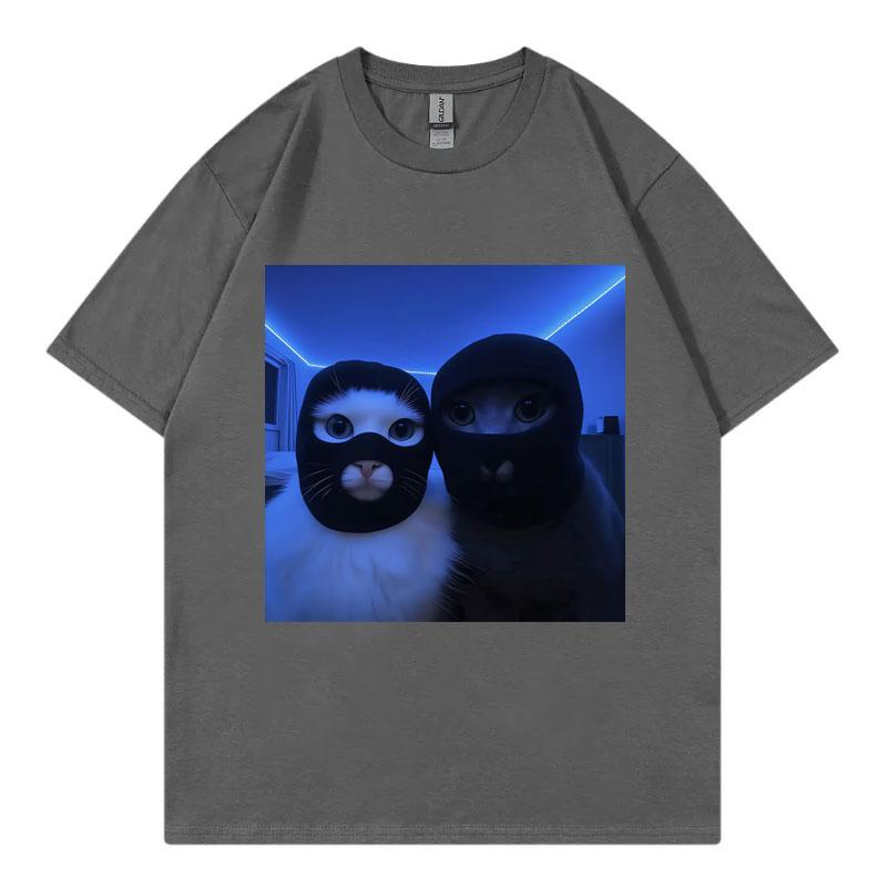 Masked Thief Cat Funny Meme Graphic T Shirts Unisex Unisex Gothic Fashion Short Sleeve TShirts Summer Casual Loose Cotton TShirt