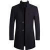 Men's Mid-Length Woolen Overcoat with Cotton Padding