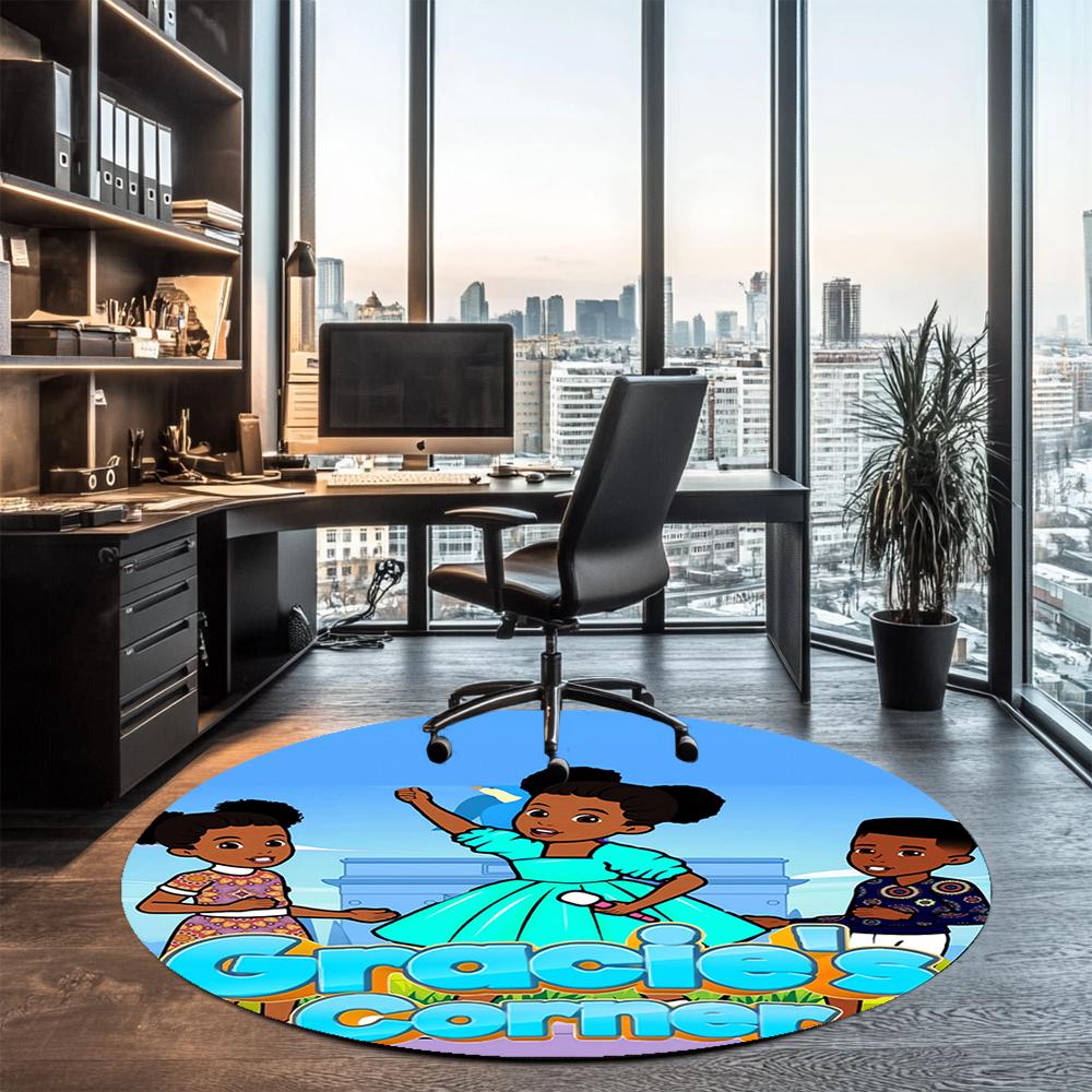 Gracie's Corner Printed Round Rug Carpet Chair Rug Area Rug Entryway Doormats,for Office Chair Living Room Bedroom Kitchen Room.