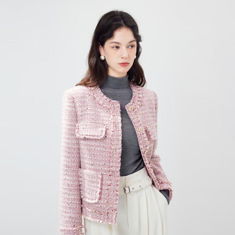 

Женский милый твидовый пуховик с круглым вырезом M