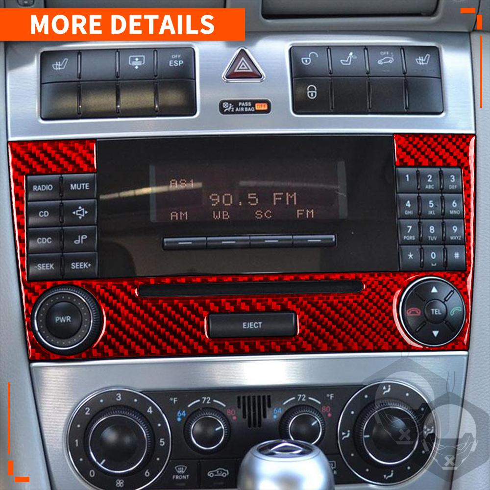 For Mercedes-Benz C Class W203 2005-2007 Car Radio Air Conditioner Control Panel Cover Trim Carbon Fiber Interior