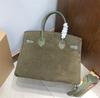 Retro hand-sewn, first layer swift cowhide suede BK25/30cm genuine leather handbag women's bag