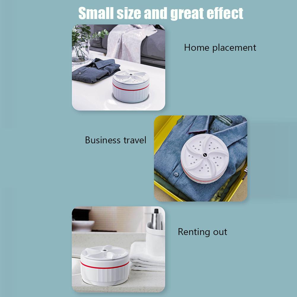 Portable Mini Washing Machine USB Powered Ultrasonic Turbo Washing Machine Rotating Mini Ultrasonic Turbo Washer for Home Travel