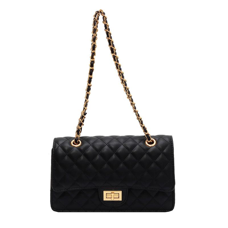 Fashion rhombus embroidered thread chain women's bag new popular simple and versatile shoulder bag fashionable commuter armpit bag