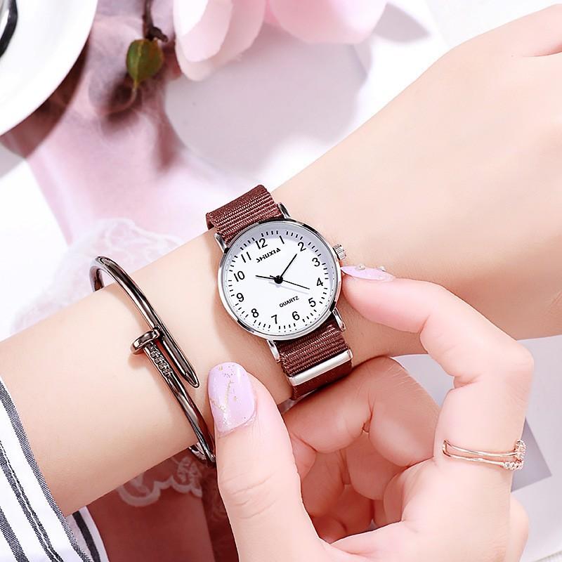 Wind Female Student Lady Watch Female Simple Temperament Girl Watch Small Fresh Girlfriend Woven Canvas