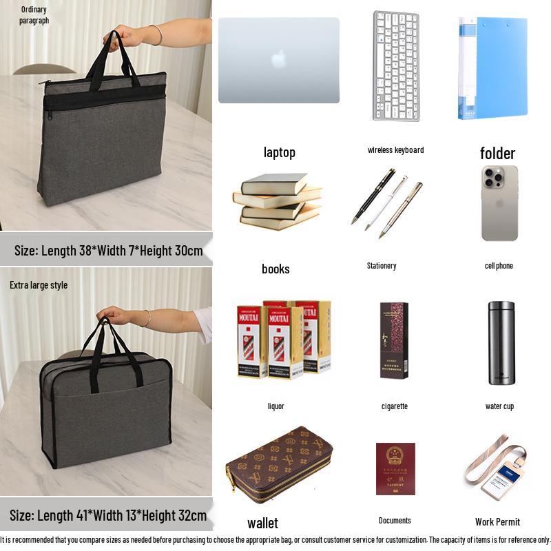 Men's and Women's Zippered Briefcase for Documents and Contracts