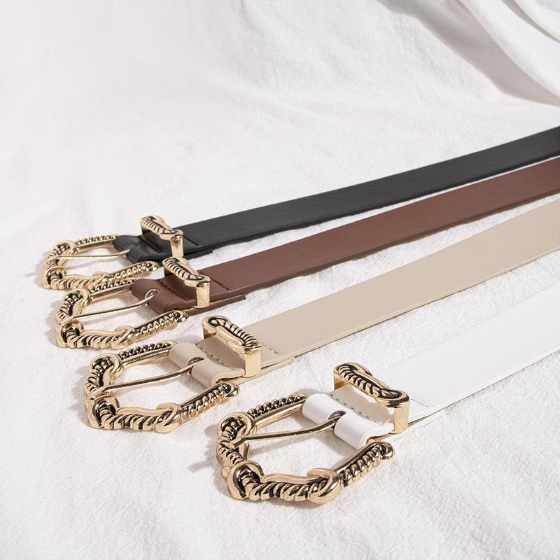 New Ladies Chic Fashion Pin Buckle Glossy Multi-color Elegant European and American Exquisite Belt Gold Buckle Simple Engraving