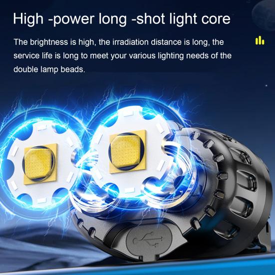 LED Headlamp 90-Degree Adjustable Motion Sensor Rechargeable Waterproof Outdoor Camping Headlamp Emergency Light