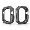 Militärisches, robustes Rahmengehäuse für Apple Watch Ultra Serie 8 7 6 SE 5 Kohlefaser-Textur Stoßfänger Metallknopf 49mm 40 41 44 45mm
