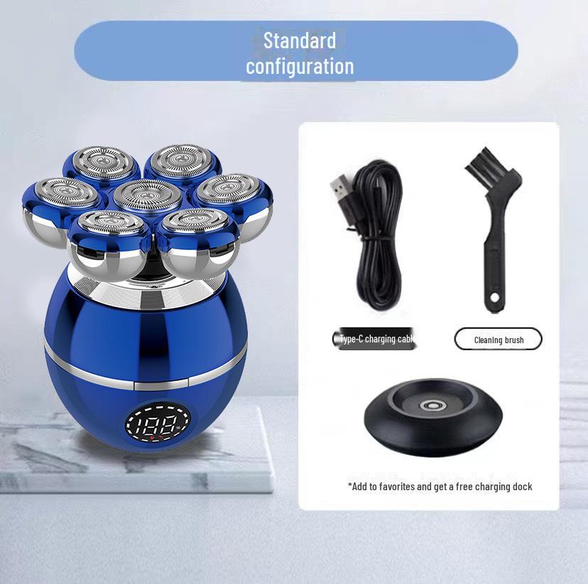 

Мужская аккумуляторная электробритва и машинка для стрижки волос с 7 лезвиями: Многофункциональный для профессионального бритья головы