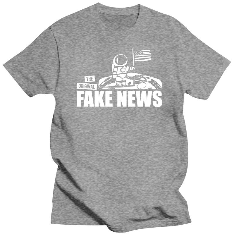 Summer Harajuku Custom T Shirt Heavyweight Informal Moon Landing Hoax Shirt Astronaut Space Funny Scam Usa Fake News Truther