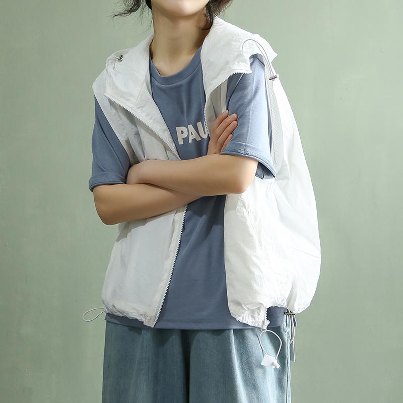 

DIMANAF 2025 Весенняя безрукавка жилет женские топы новое пальто повседневная однотонная свободная верхняя одежда One Size белый