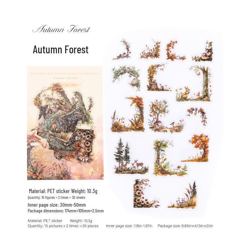 Natürliche Eckserie Aquarell Botanische Sticker: 30 Blatt für DIY-Tagebücher und Bastelarbeiten