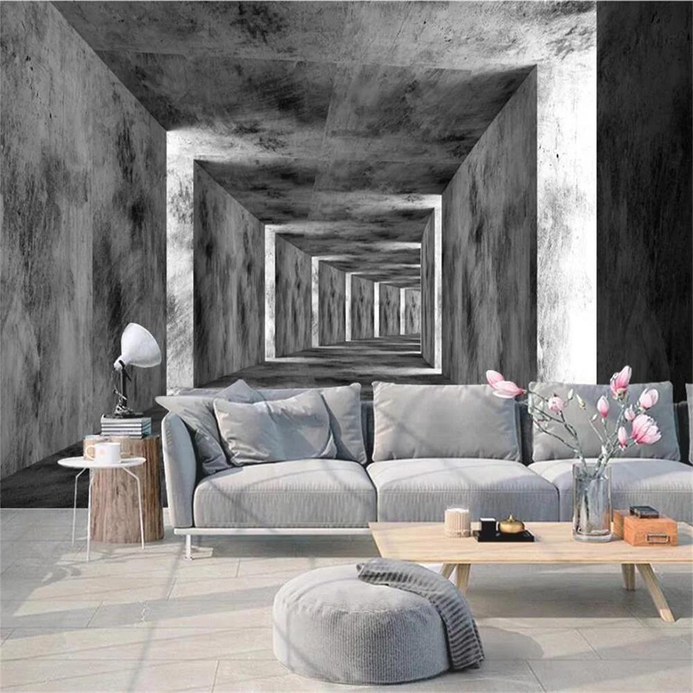 Carta da parati moderna 3D Spazio Oscuro Murale Corridoio Soggiorno Sfondo Interno Carta da parati Carte da parati Decorazione Casa