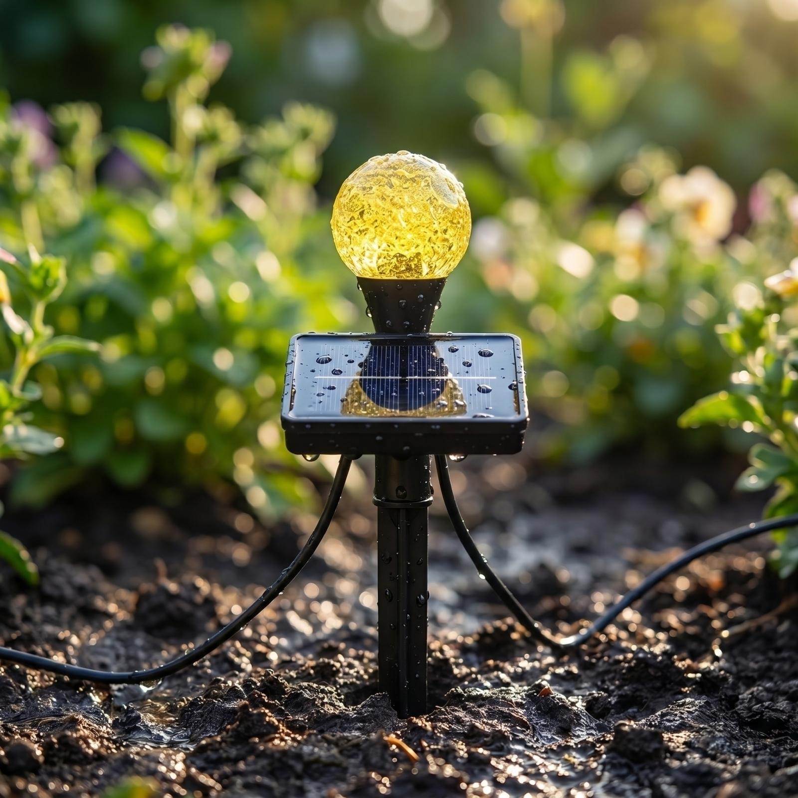 

Solar Powered Outdoor Garden Lights Set with 24 LED Globe Bulbs and Solar Panel for Yard Pathway Lawn Decoration Waterproof one size