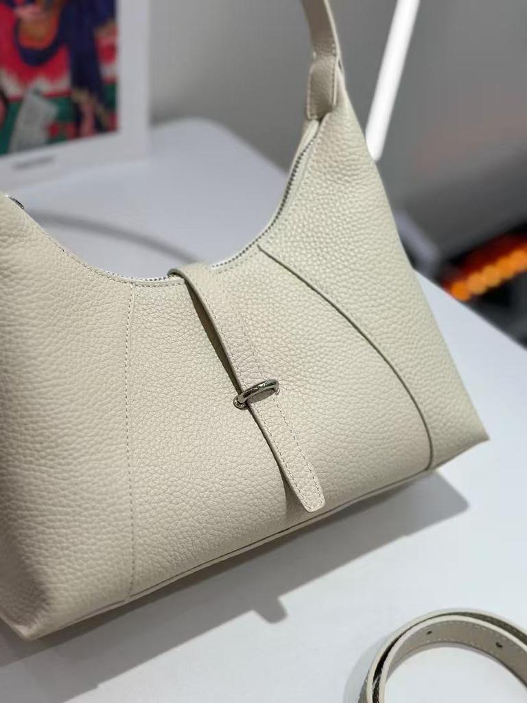 2025 Korean Style Genuine Leather Underarm Bag - Women's Versatile Fashionable Crescent Baguette Handbag