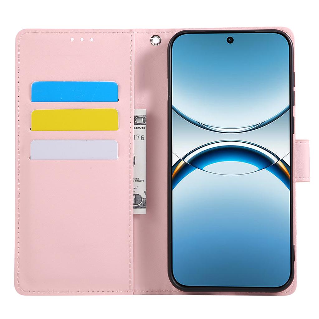 For Oppo Find X8 5G Case Rose Flower PU Leather Wallet Phone Cover with 3 Card Slots/Wrist Strap