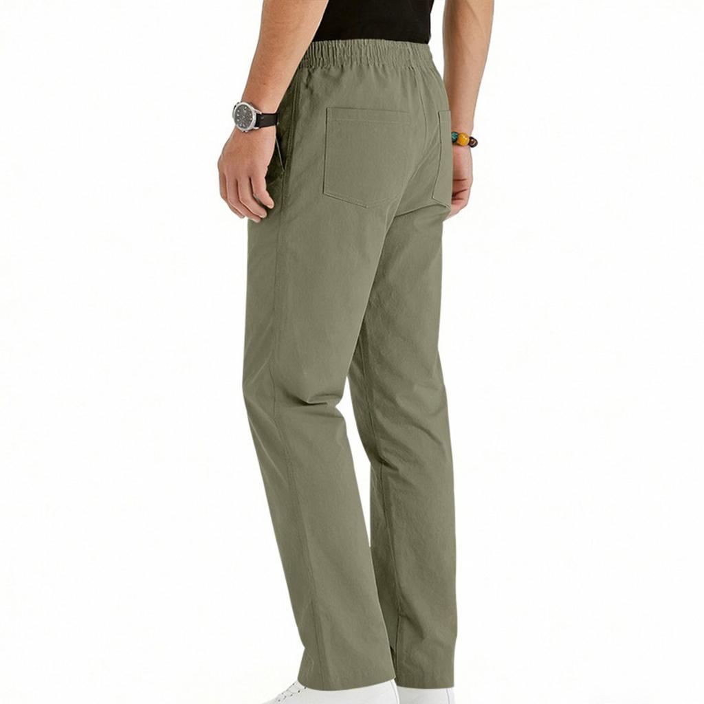 Men's Cotton-Linen Summer Straight-Leg -Color Casual Trousers