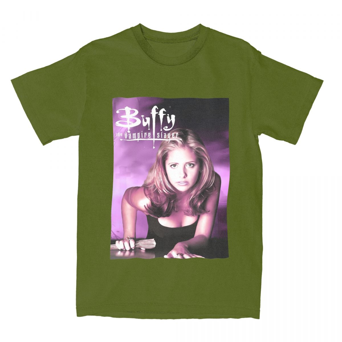 

Модные футболки Баффи — истребительница вампиров для мужчин, с круглым вырезом, из чистого хлопка, футболки с коротким рукавом, одежда 6XL 4XL