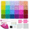 Bügelperlen Set 2,6mm Mini-Perlen 144 Farben All-in-One Set mit Steckplatten, Mini-Bügeleisen, Pinzette Pixel Art DIY Bastelset für Erwachsene