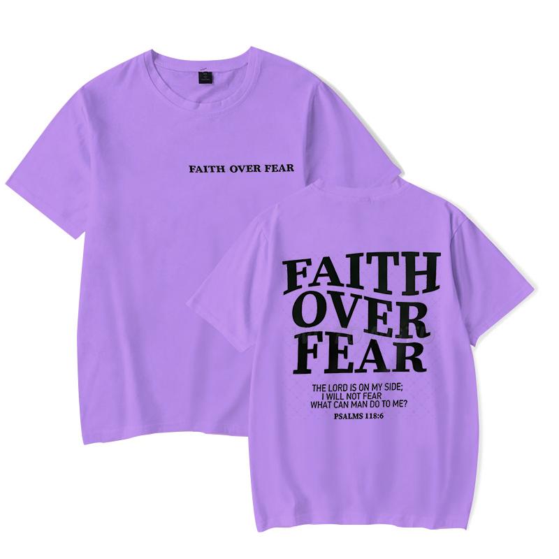 Faith Over Fear Christian T-shirts for Men Women Teen Boy Girl Summer Clothes Trendy Gift for Christian Faith Merch T-shirt Tops
