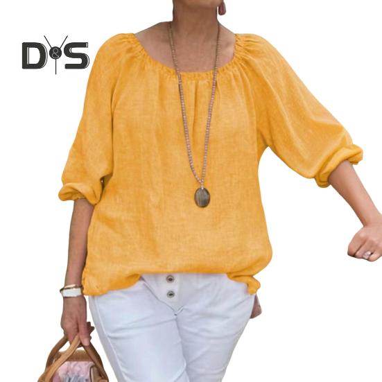 Damer Topper Rund Hals Halv Erm Løs Passform Casual Topper Ensfarget Pustende Lett T-skjorte